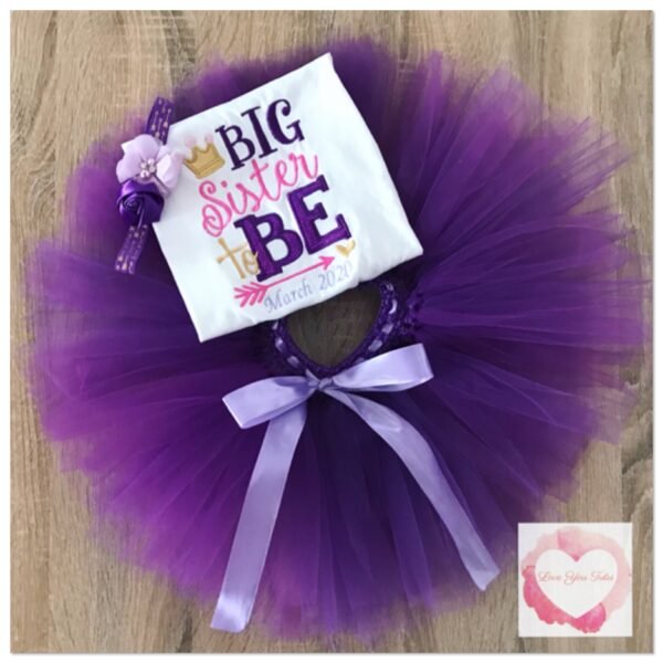 Embroidered Big sister to be tutu set