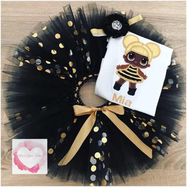 Embroidered doll Queen B tutu set
