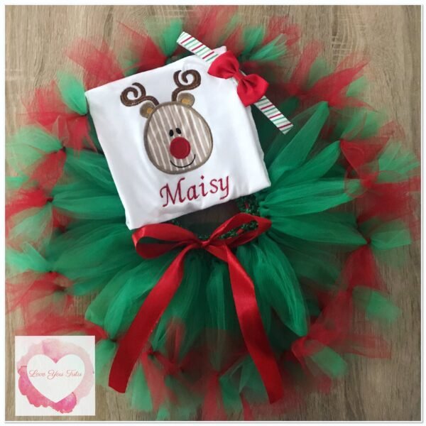 Embroidered Reindeer Petti tutu set