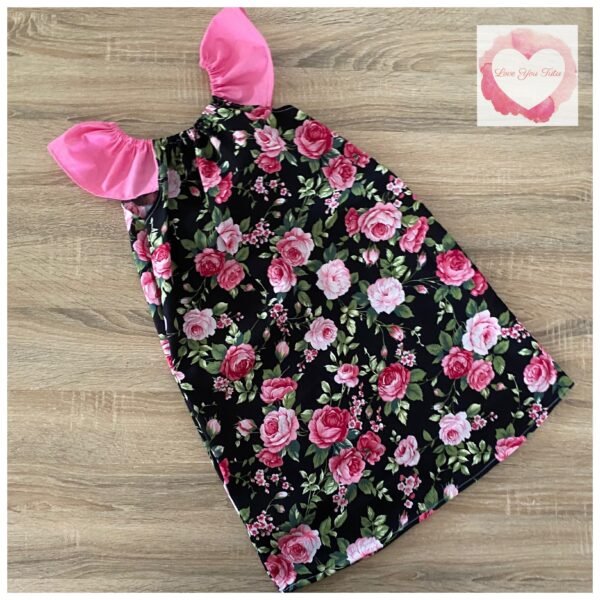 Floral rose flutter sleeve dress size 7- ready to ship