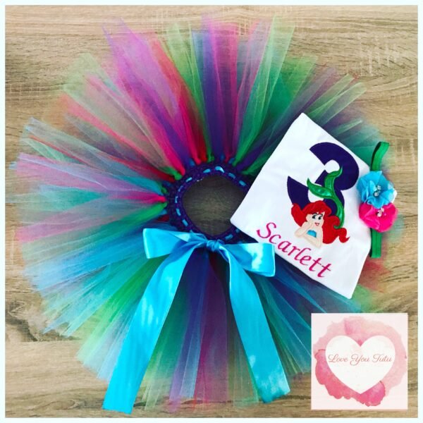 Embroidered mermaid numbered tutu set