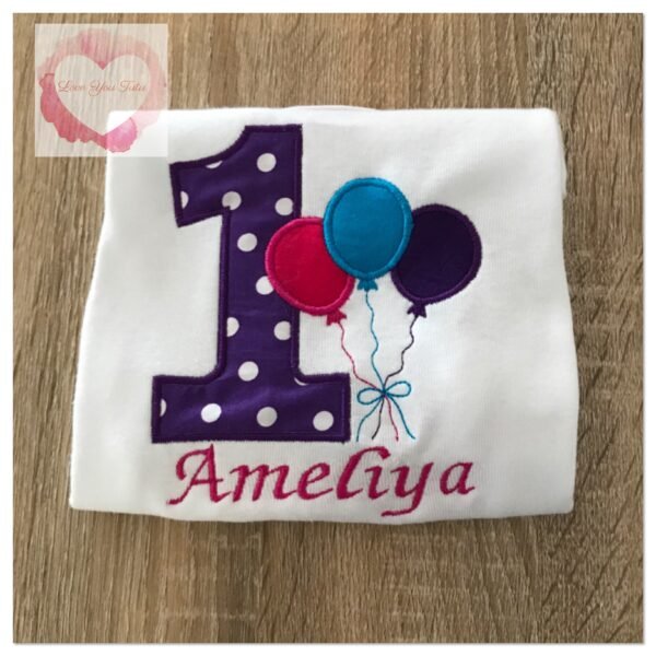 Embroidered balloon birthday design - Image 2