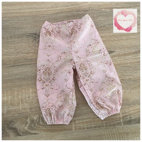 Pink damask harem pants size 0-ready to ship