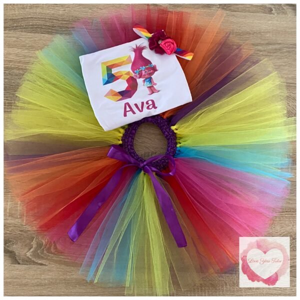 Personalised printed Poppy trolls tutu set