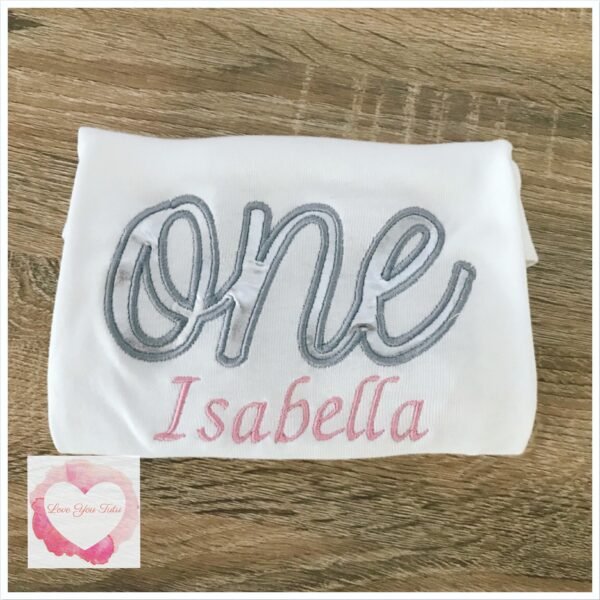 Embroidered one silver design
