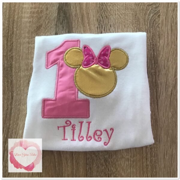 Embroidered Mouse-girl  number head design - Image 2