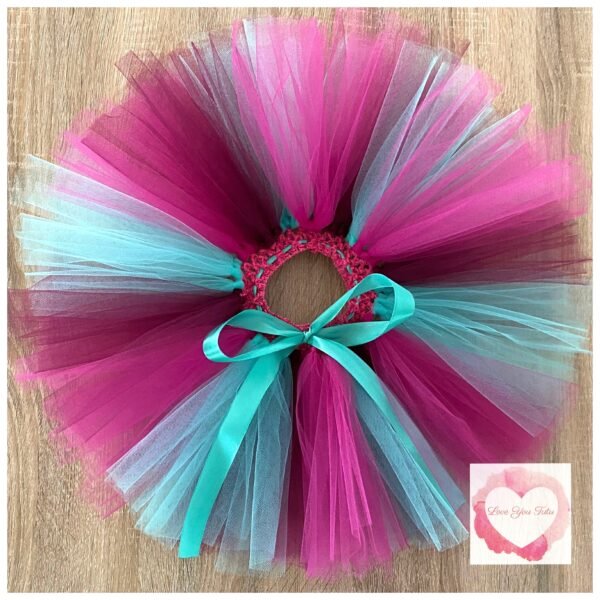 Dark mint, plum & fuchsia short tutu skirt