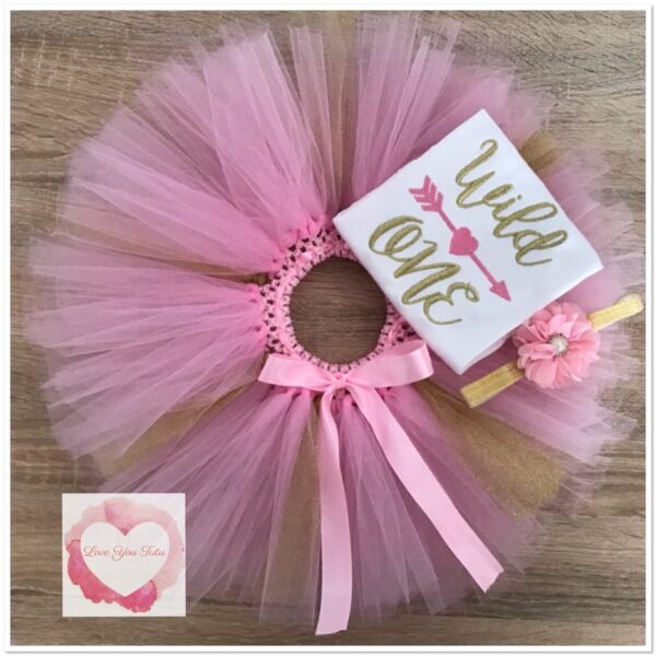 Embroidered wild one tutu set