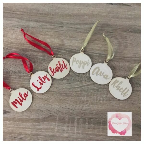 Personalised timber Christmas ball tree decoration - Image 3