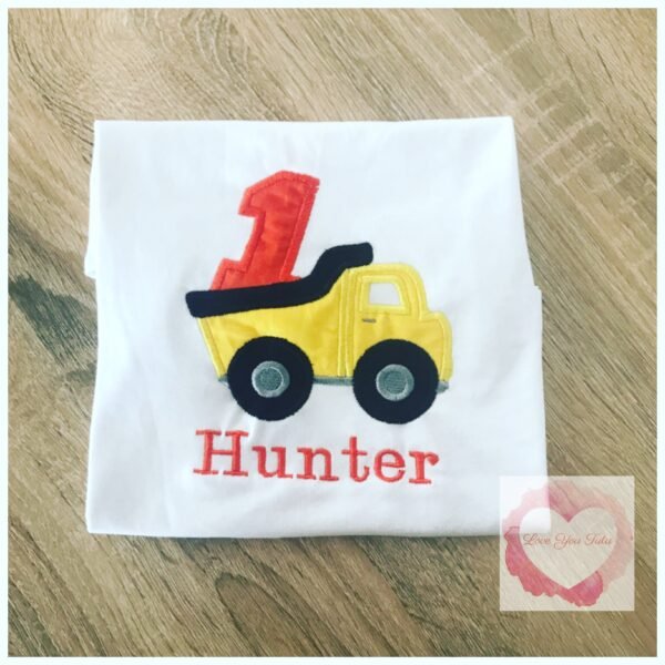Embroidered dump truck design