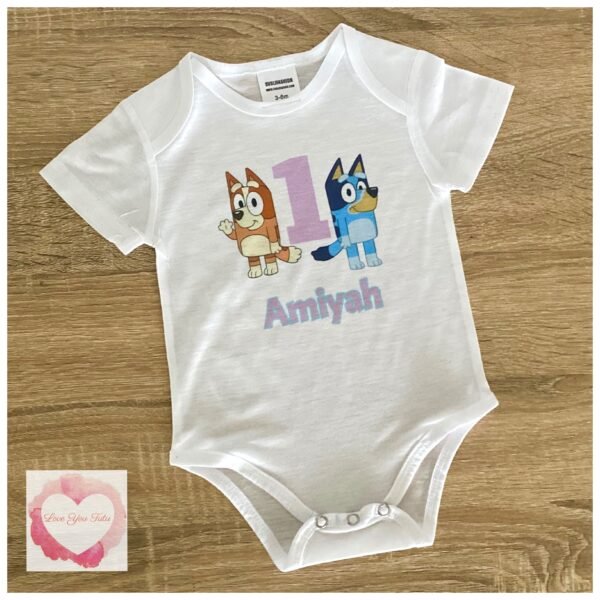 Blue dog baby pink & baby blue printed design