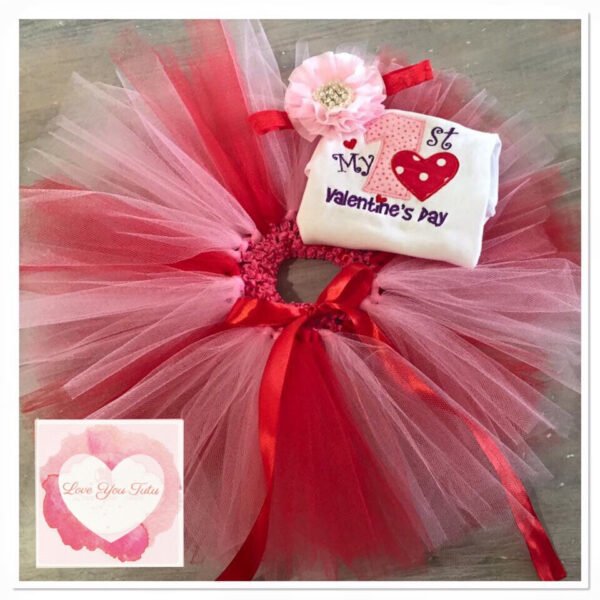 Embroidered My 1st Valentines day tutu set