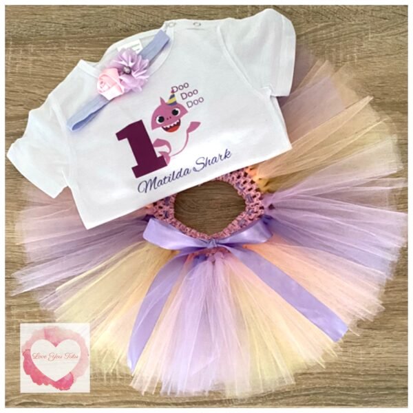 Shark pastels personalised tutu set