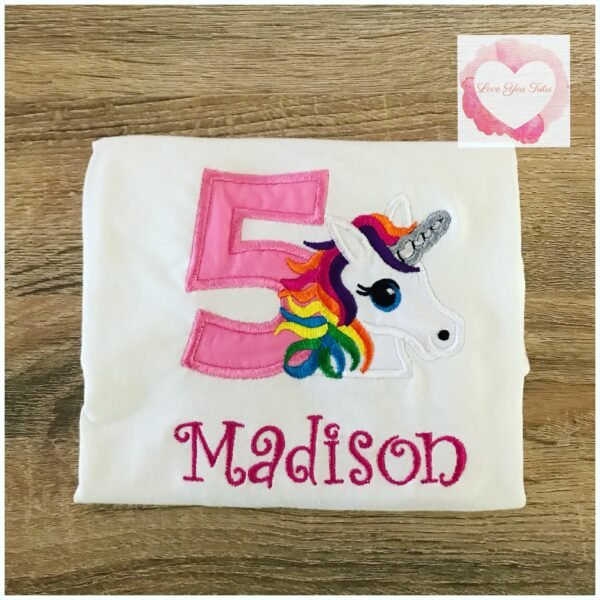 Embroidered unicorn head design