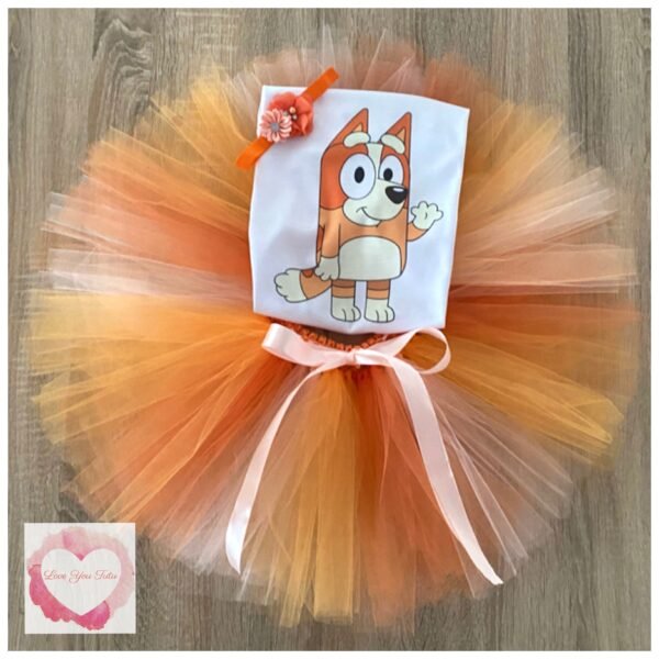 Red dog printed personalised tutu set - Image 2