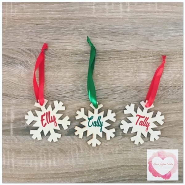 Personalised Snowflake timber tree decoration