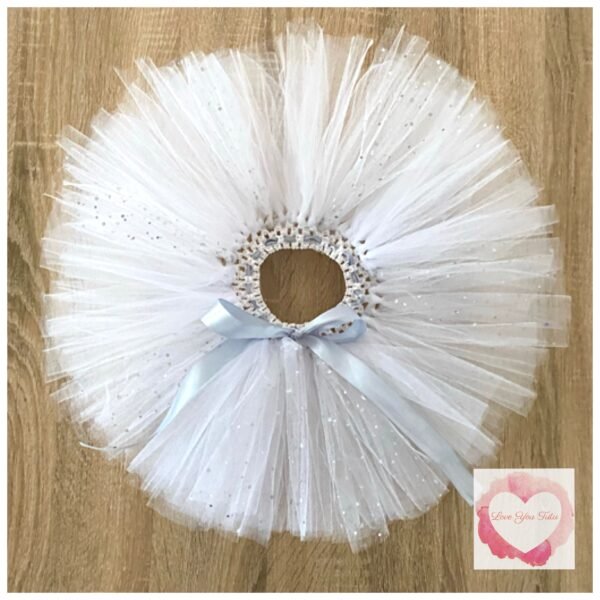 White & sequins short tutu 1-5 years -ready to ship