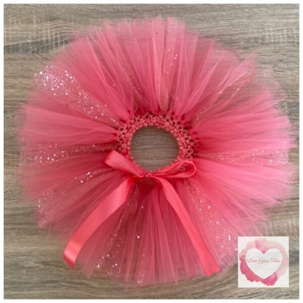 Coral & sequins short tutu 6 months - 2 years -ready to ship