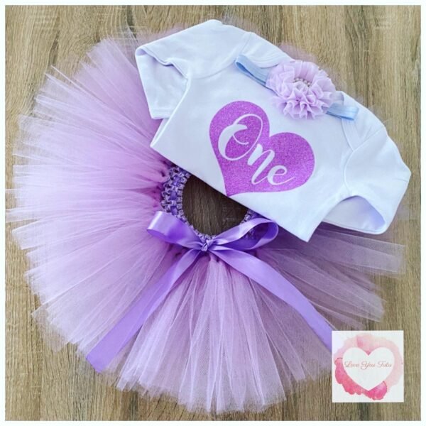 Lilac heart one tutu set