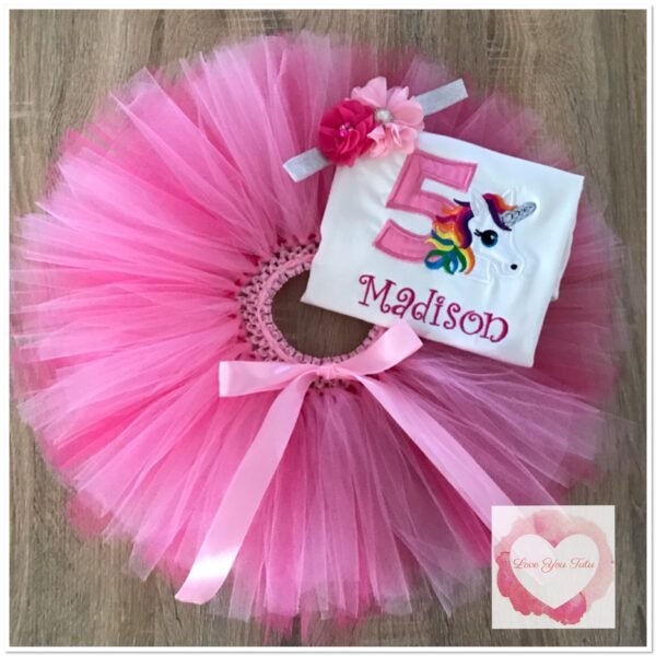Embroidered Unicorn head tutu set