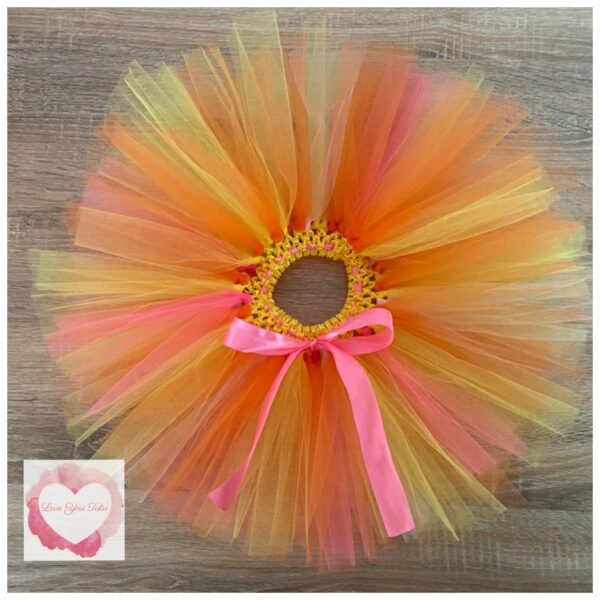 Baby pink, yellow, shocking pink & orange short tutu skirt
