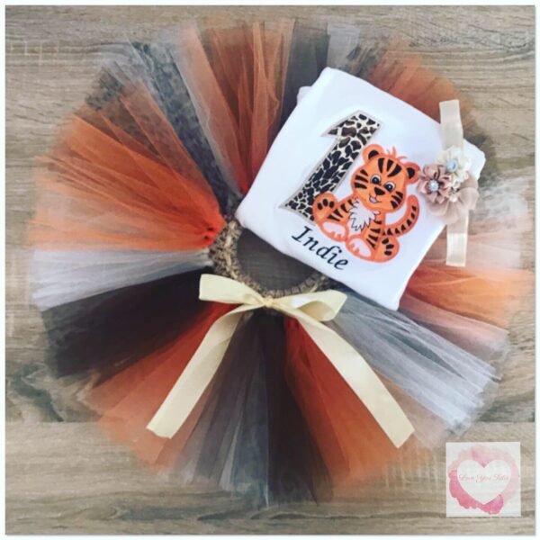 Embroidered tiger tutu set