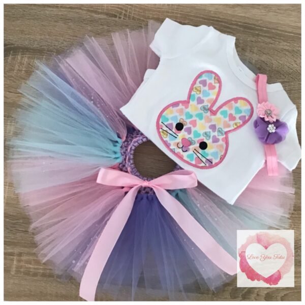 Embroidered bunny tutu set
