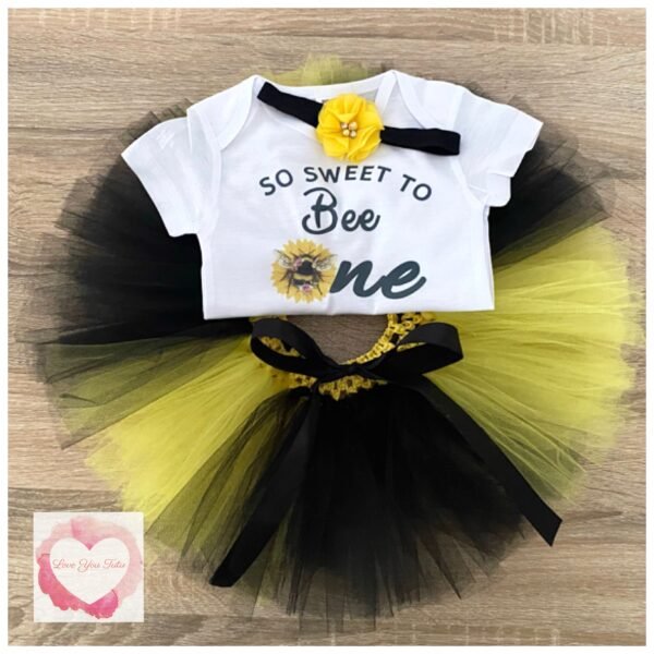 Sunflower bee printed tutu set