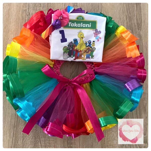 Monster Street ribbon trimmed printed tutu set