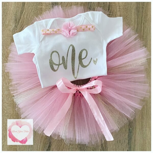 Pink & gold glitter one tutu set