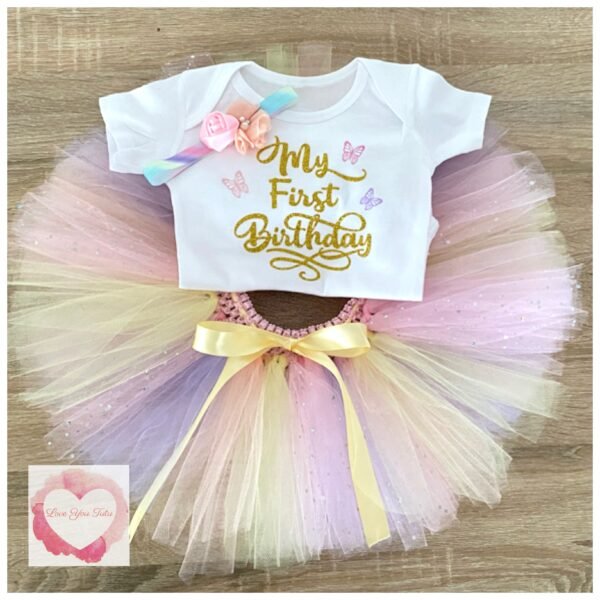 My first birthday butterfly personalised tutu set