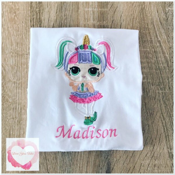 Embroidered Unicorn lol doll design