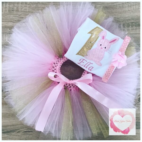 Embroidered Birthday bunny tutu set