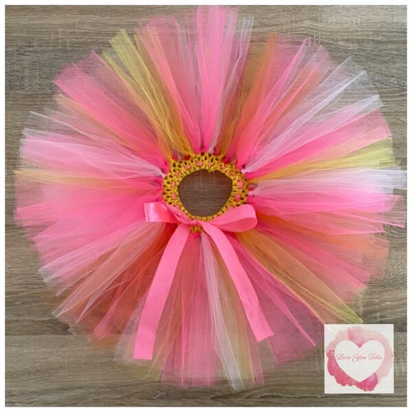 Baby pink, yellow, shocking pink & orange short tutu skirt