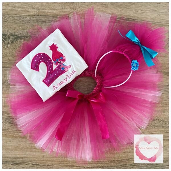 Embroidered Princess fuchsia tutu set