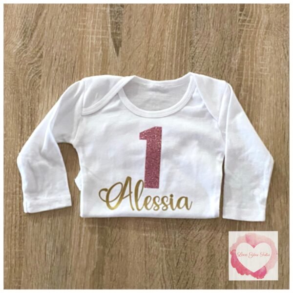 Personalised glitter dusty pink glitter & gold design