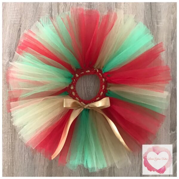 Christmas red, emerald & old gold short Tutu skirt