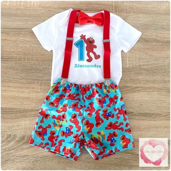 Red monster teal shorts 3 piece set