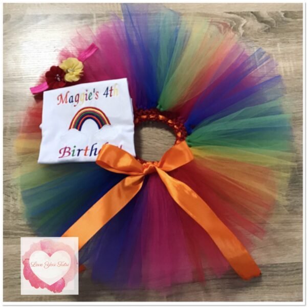 Embroidered Rainbow tutu set