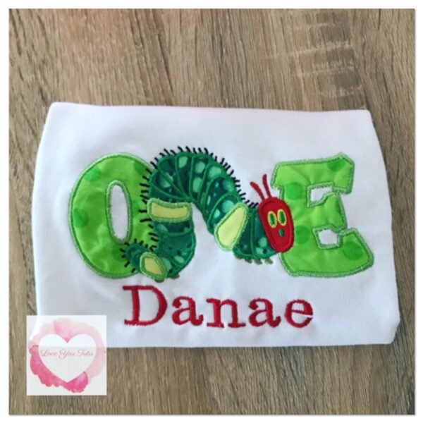 Embroidered caterpillar one design