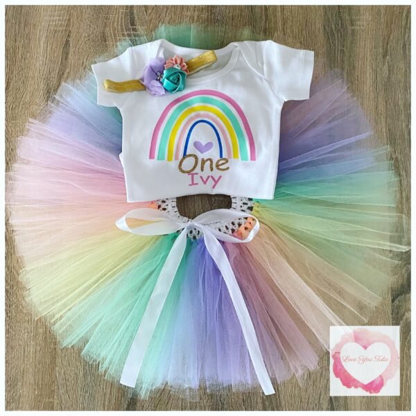 Rainbow pastel one tutu set - Image 2