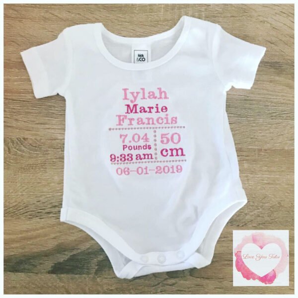 Embroidered birth keepsake design