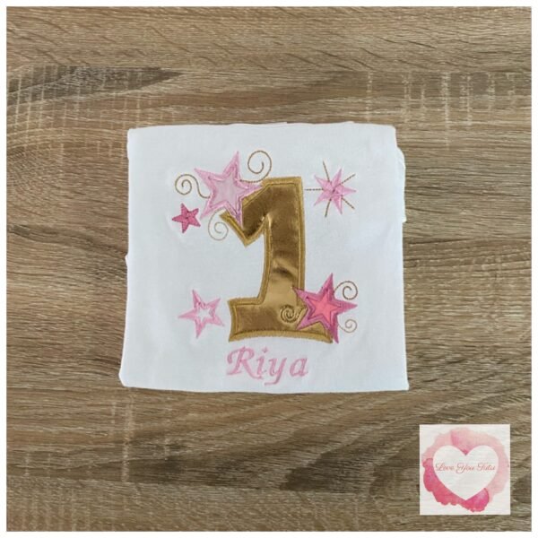 Embroidered star numbered design