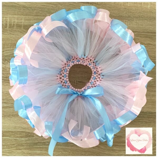 Baby pink & baby blue Ribbon trimmed short Tutu skirt