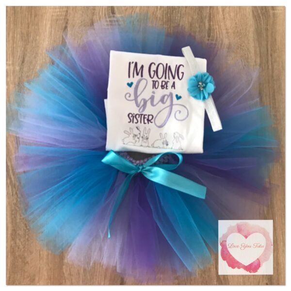 Embroidered Big sister bunny tutu set