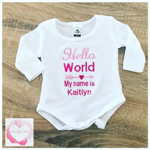 Embroidered hello world design