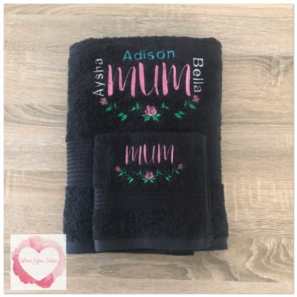 Embroidered personalised Mum towel set - Image 7
