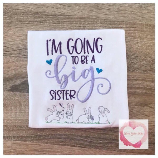 Embroidered Big sister bunny design