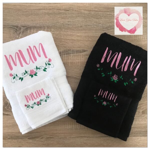 Embroidered personalised Mum towel set - Image 2