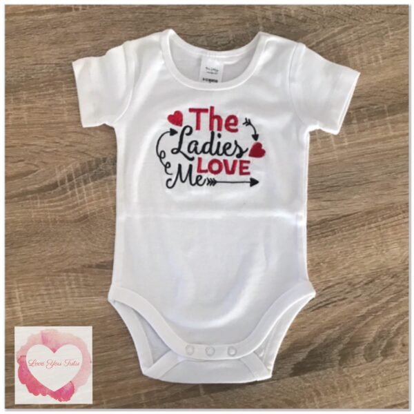 Embroidered boys Ladies love me design